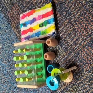 Lovevery Colorful Wooden Peg and String Toy Set